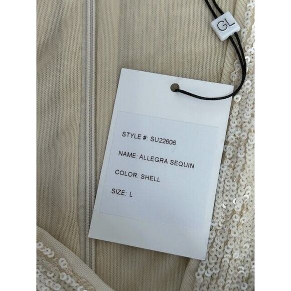 Generation Love Allegra Sequin Romper Faux Wrap Ruched Sleeve Surplice Shell L - Picture 7 of 11